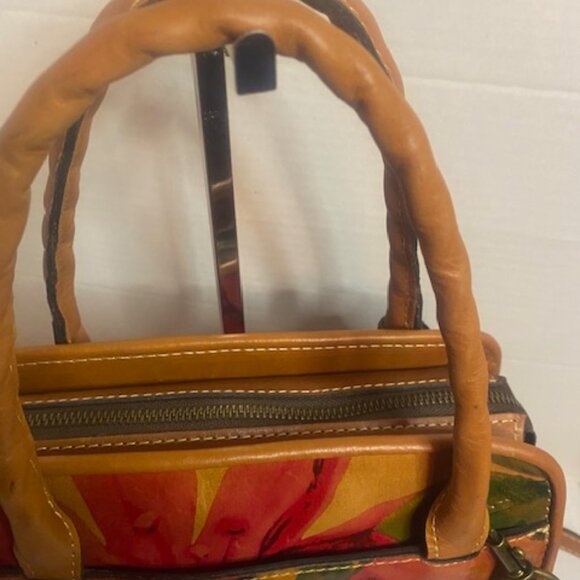 Patricia Nash Floral Satchel‎ Top Handle Leather Bag Purse Medium - Picture 4 of 8